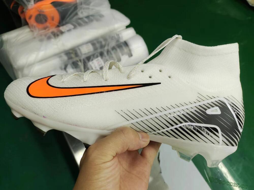 Women's Nike Air Zoom Mercurial Superfly 10 Elite FG Firm Ground High-Tops Football Boots - White/Orange/Black