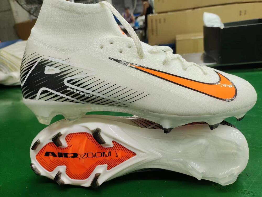 Women's Nike Air Zoom Mercurial Superfly 10 Elite FG Firm Ground High-Tops Football Boots - White/Orange/Black