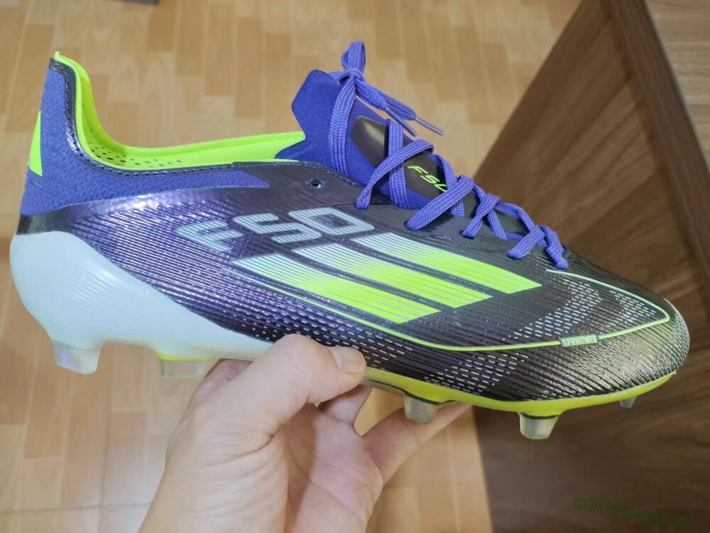Men's Adidas F50 Adizero FG Firm Ground Low-Tops Football Boots - Purple/Yellow/White