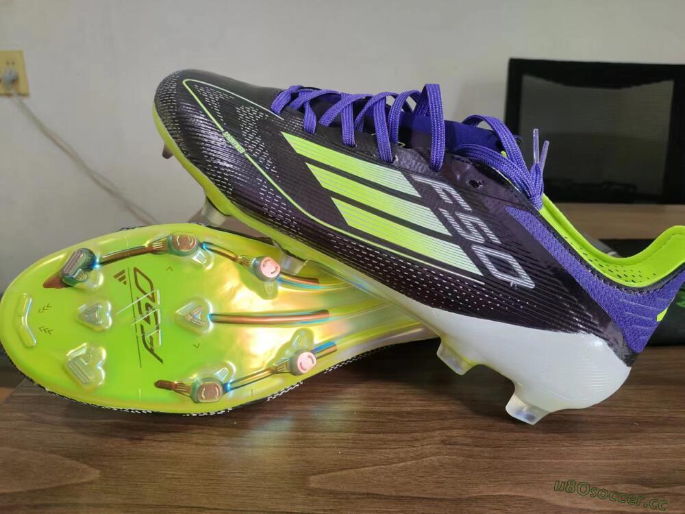 Men's Adidas F50 Adizero FG Firm Ground Low-Tops Football Boots - Purple/Yellow/White