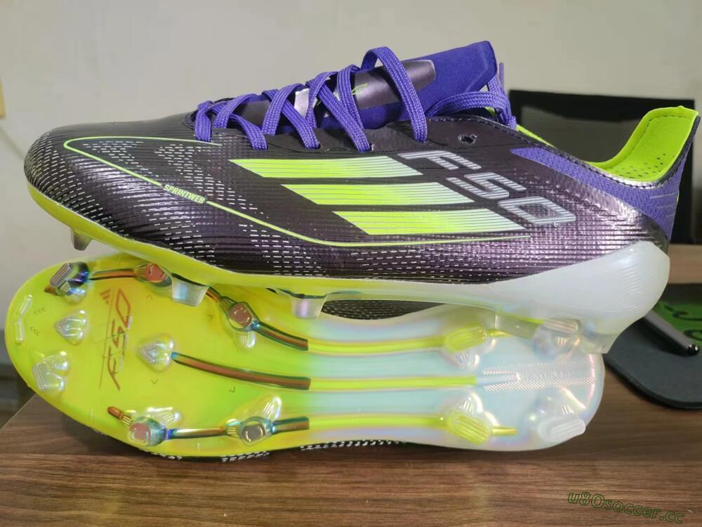 Men's Adidas F50 Adizero FG Firm Ground Low-Tops Football Boots - Purple/Yellow/White