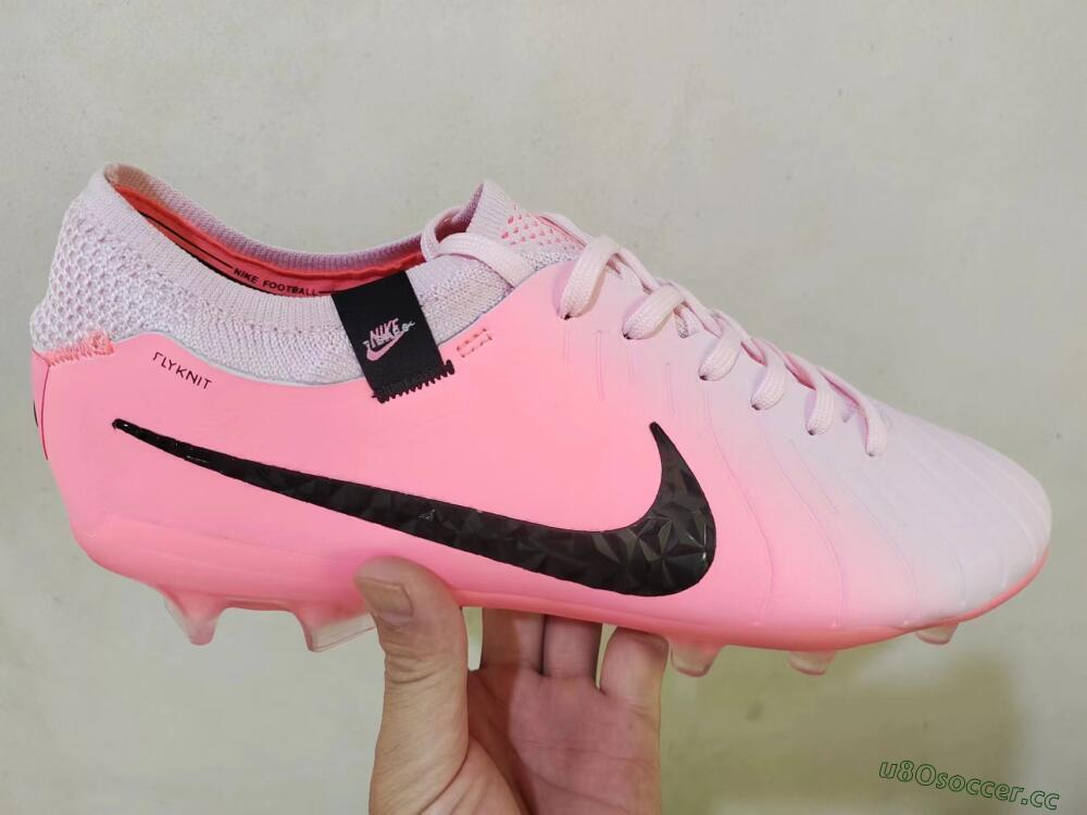 Men's Nike Tiempo Legend 10 Elite FG Firm Ground Low-Tops Football Boots - Pink/Black
