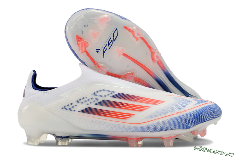 Men's Adidas F50 Elite Laceless FG Firm Ground Low-Tops Football Boots - Blue/Red/Beige 2