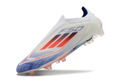 Men's Adidas F50 Elite Laceless FG Firm Ground Low-Tops Football Boots - Blue/Red/Beige
