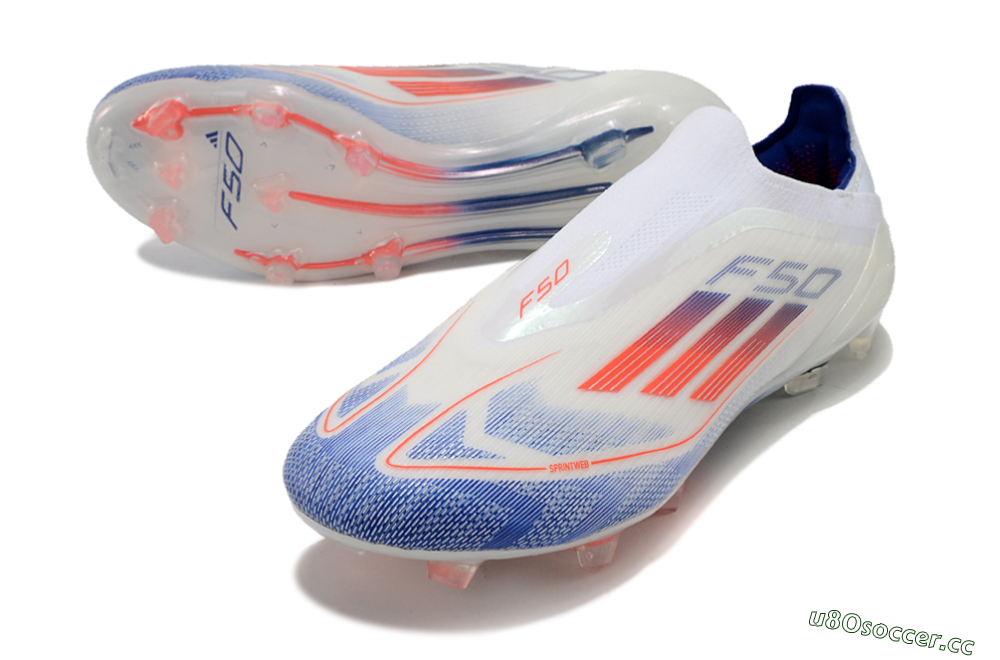 Men's Adidas F50 Elite Laceless FG Firm Ground Low-Tops Football Boots - Blue/Red/Beige 3
