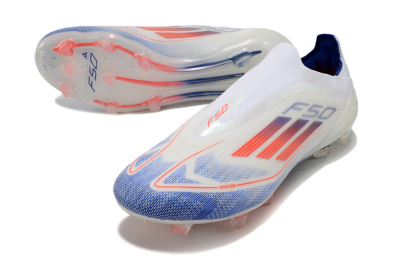 Men's Adidas F50 Elite Laceless FG Firm Ground Low-Tops Football Boots - Blue/Red/Beige