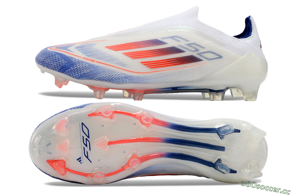 Men's Adidas F50 Elite Laceless FG Firm Ground Low-Tops Football Boots - Blue/Red/Beige 1