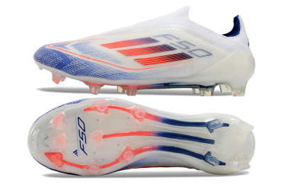 Men's Adidas F50 Elite Laceless FG Firm Ground Low-Tops Football Boots - Blue/Red/Beige