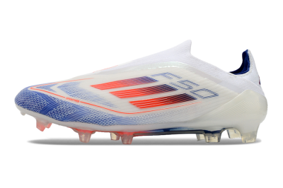 Men's Adidas F50 Elite Laceless FG Firm Ground Low-Tops Football Boots - Blue/Red/Beige