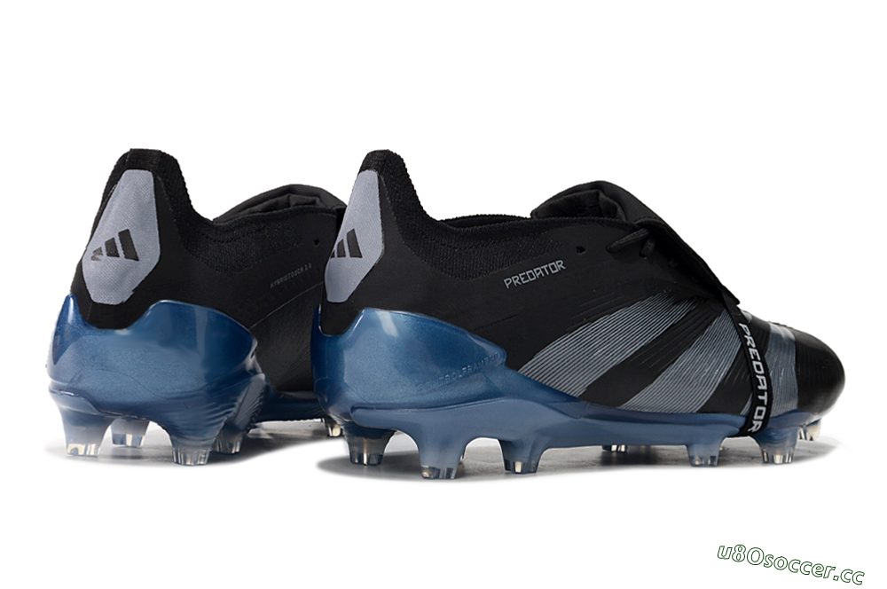 Men's Adidas Predator Elite Tongue FG Firm Ground Low-Tops Football Boots - Black/Silver/Blue 6
