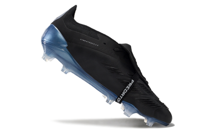 Men's Adidas Predator Elite Tongue FG Firm Ground Low-Tops Football Boots - Black/Silver/Blue