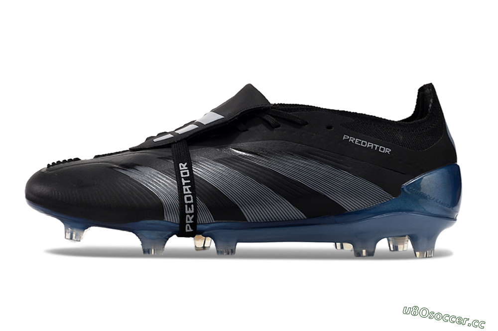 Men's Adidas Predator Elite Tongue FG Firm Ground Low-Tops Football Boots - Black/Silver/Blue 0