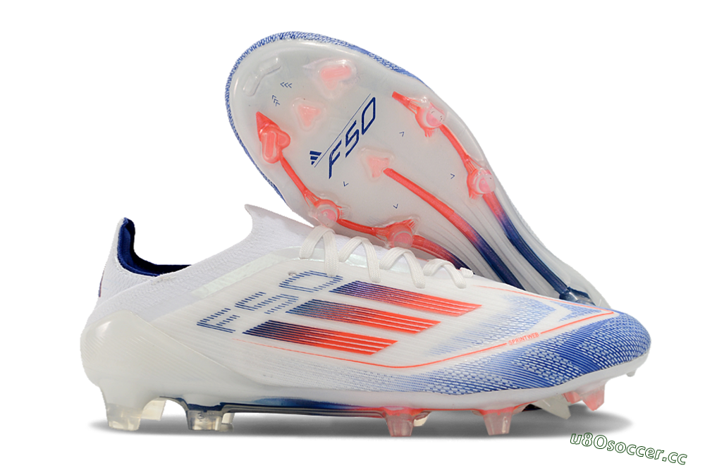 Men's Adidas F50 Elite FG Firm Ground Low-Tops Football Boots - Blue/Red/Beige 2