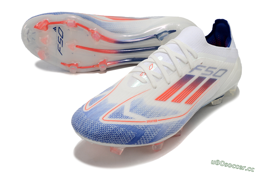 Men's Adidas F50 Elite FG Firm Ground Low-Tops Football Boots - Blue/Red/Beige 3