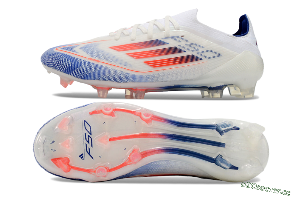 Men's Adidas F50 Elite FG Firm Ground Low-Tops Football Boots - Blue/Red/Beige 1