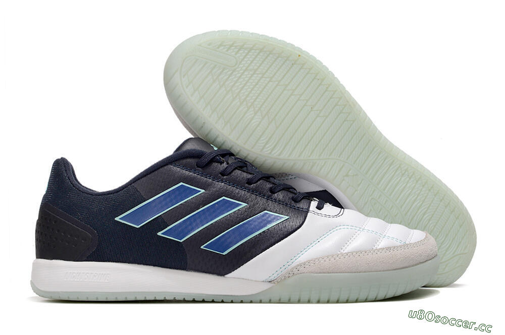 Men's Adidas Top Sala Competition IC Indoor & Futsal Low-Tops Football Shoes - White/Black/Blue 2
