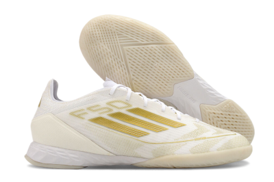 Men's Adidas F50 Pro IC Indoor & Futsal Low-Tops Football Shoes - Beige/White/Gold