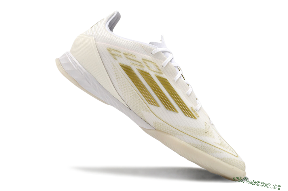 Men's Adidas F50 Pro IC Indoor & Futsal Low-Tops Football Shoes - Beige/White/Gold 4