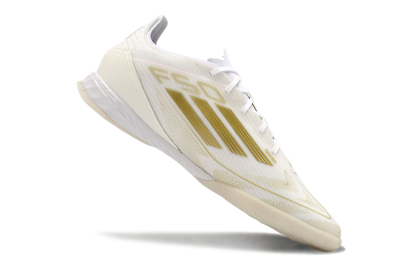 Men's Adidas F50 Pro IC Indoor & Futsal Low-Tops Football Shoes - Beige/White/Gold