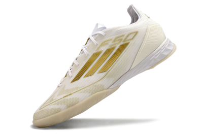 Men's Adidas F50 Pro IC Indoor & Futsal Low-Tops Football Shoes - Beige/White/Gold