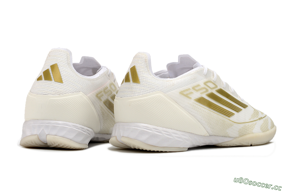 Men's Adidas F50 Pro IC Indoor & Futsal Low-Tops Football Shoes - Beige/White/Gold 6