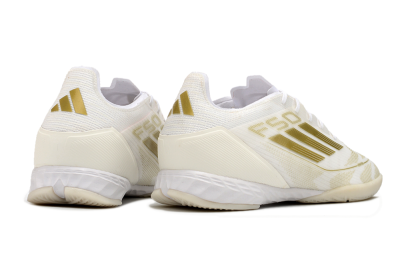 Men's Adidas F50 Pro IC Indoor & Futsal Low-Tops Football Shoes - Beige/White/Gold
