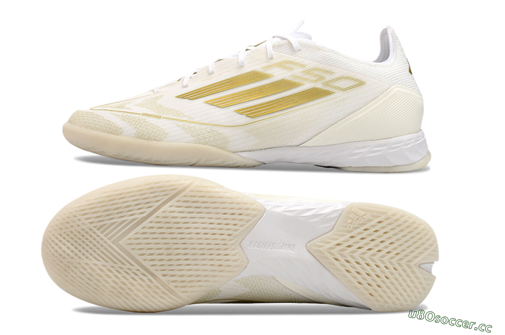 Men's Adidas F50 Pro IC Indoor & Futsal Low-Tops Football Shoes - Beige/White/Gold 1