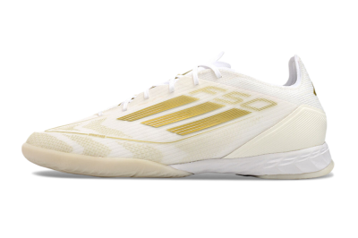Men's Adidas F50 Pro IC Indoor & Futsal Low-Tops Football Shoes - Beige/White/Gold
