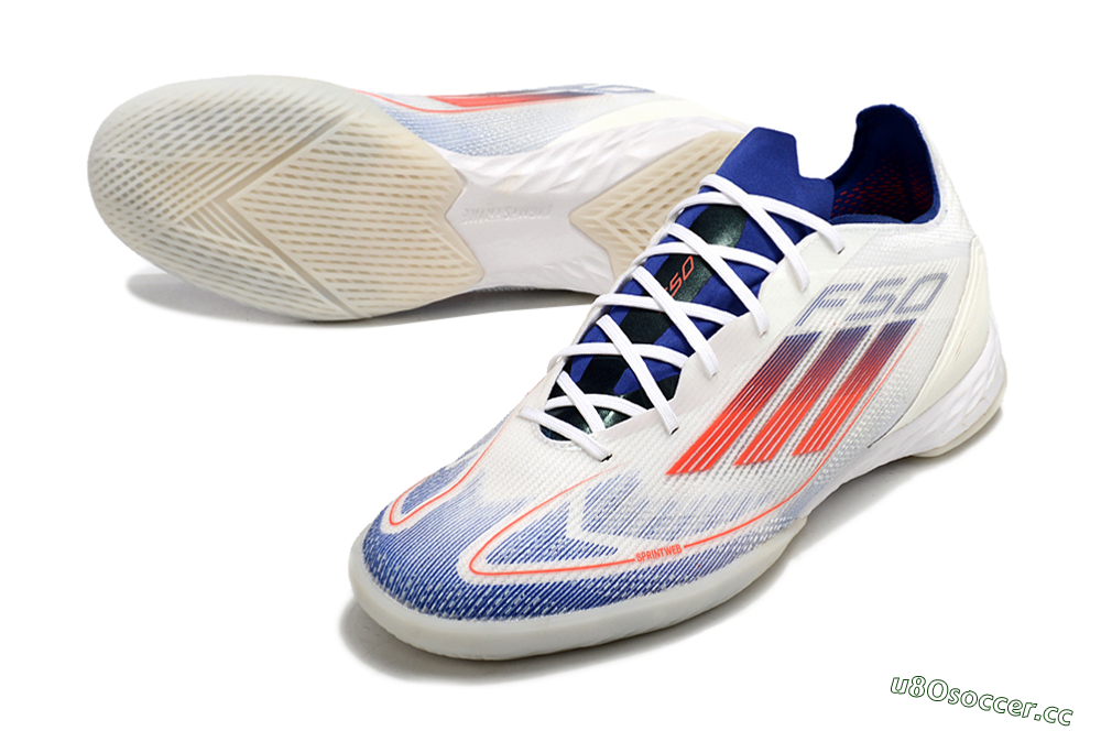Men's Adidas F50 Pro IC Indoor & Futsal Low-Tops Football Shoes - Blue/Red/Beige 3