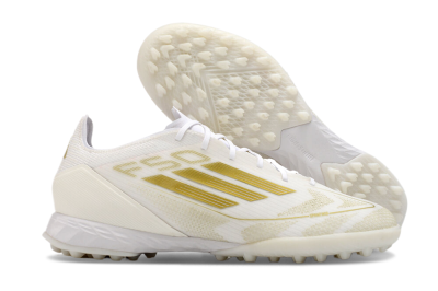 Men's Adidas F50 Pro TF Artificial Turf Low-Tops Football Shoes - Beige/White/Gold