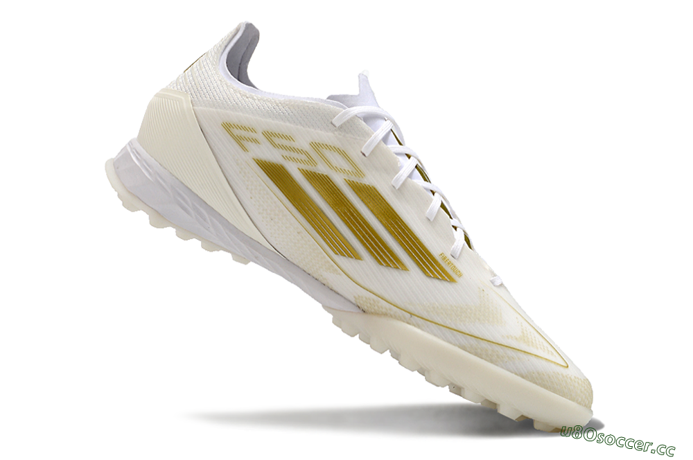 Men's Adidas F50 Pro TF Artificial Turf Low-Tops Football Shoes - Beige/White/Gold 4