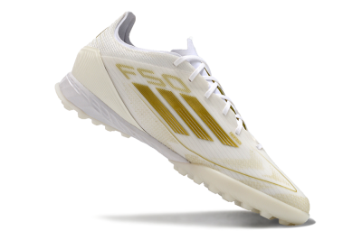 Men's Adidas F50 Pro TF Artificial Turf Low-Tops Football Shoes - Beige/White/Gold