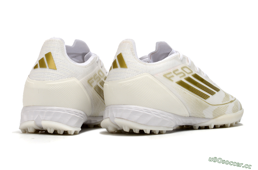 Men's Adidas F50 Pro TF Artificial Turf Low-Tops Football Shoes - Beige/White/Gold 6