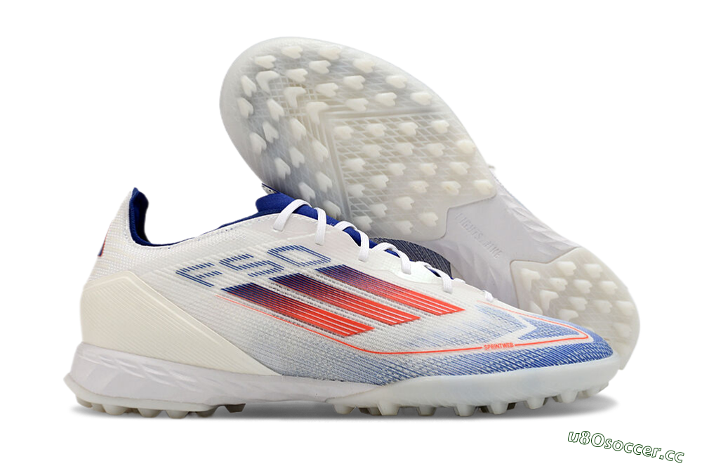 Men's Adidas F50 Pro TF Artificial Turf Low-Tops Football Shoes - Blue/Red/Beige 2