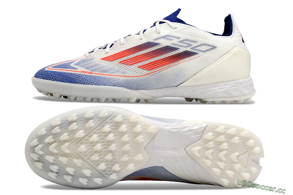 Men's Adidas F50 Pro TF Artificial Turf Low-Tops Football Shoes - Blue/Red/Beige 1
