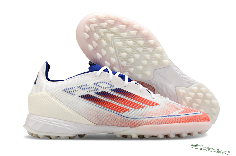 Men's Adidas F50 Pro TF Artificial Turf Low-Tops Football Shoes - Blue/Red/Beige 2