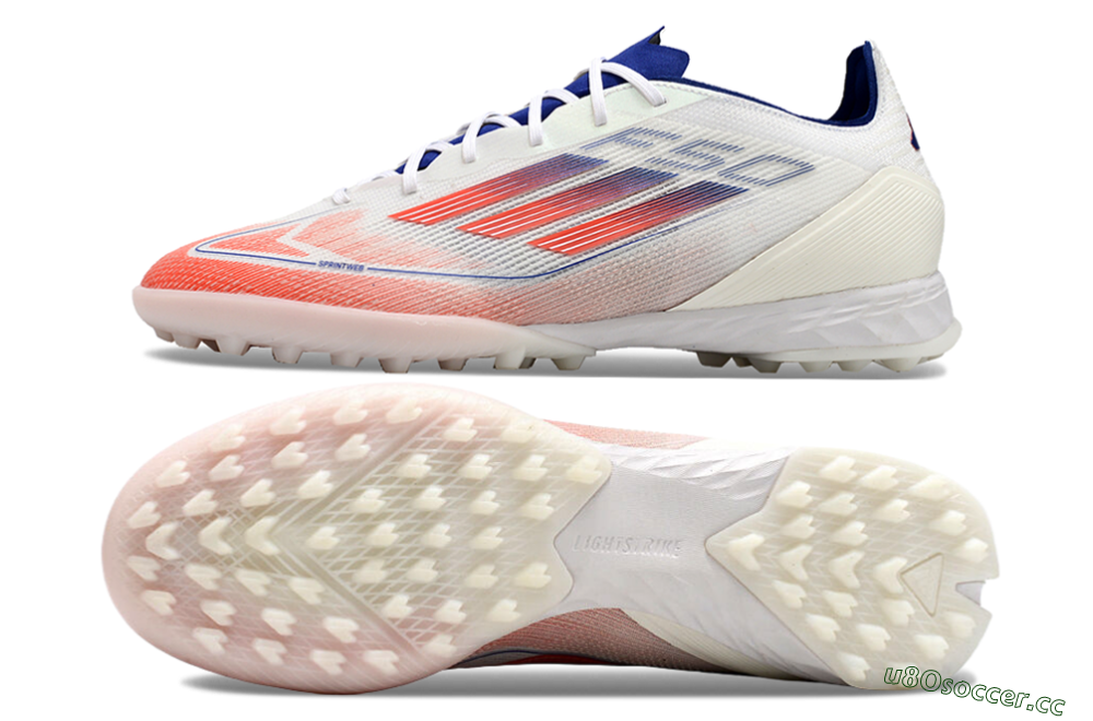 Men's Adidas F50 Pro TF Artificial Turf Low-Tops Football Shoes - Blue/Red/Beige 1