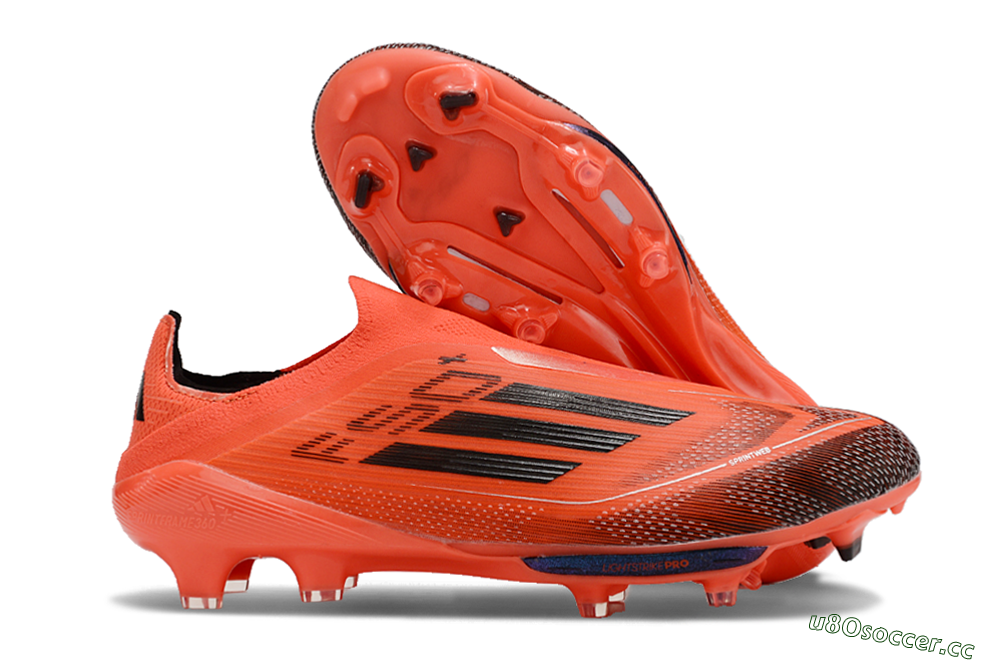 Men's Adidas F50 Lightstrike Pro Laceless FG Firm Ground Low-Tops Football Boots - Red/Black/White 2