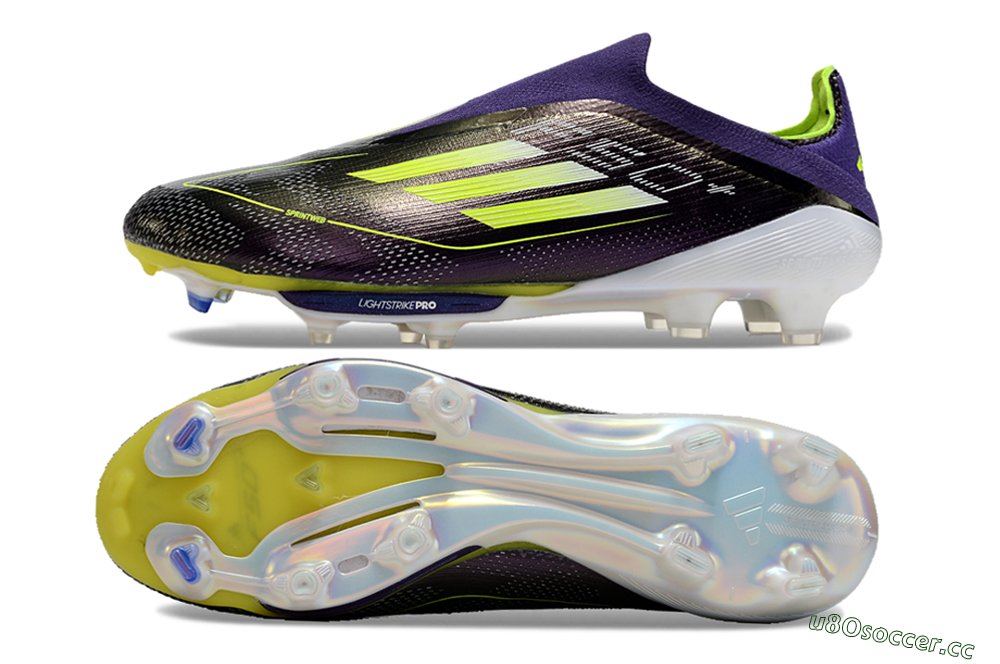 Men's Adidas F50+ Lightstrike Pro FG Firm Ground Low-Tops Football Boots - Purple/Yellow/Blue 1