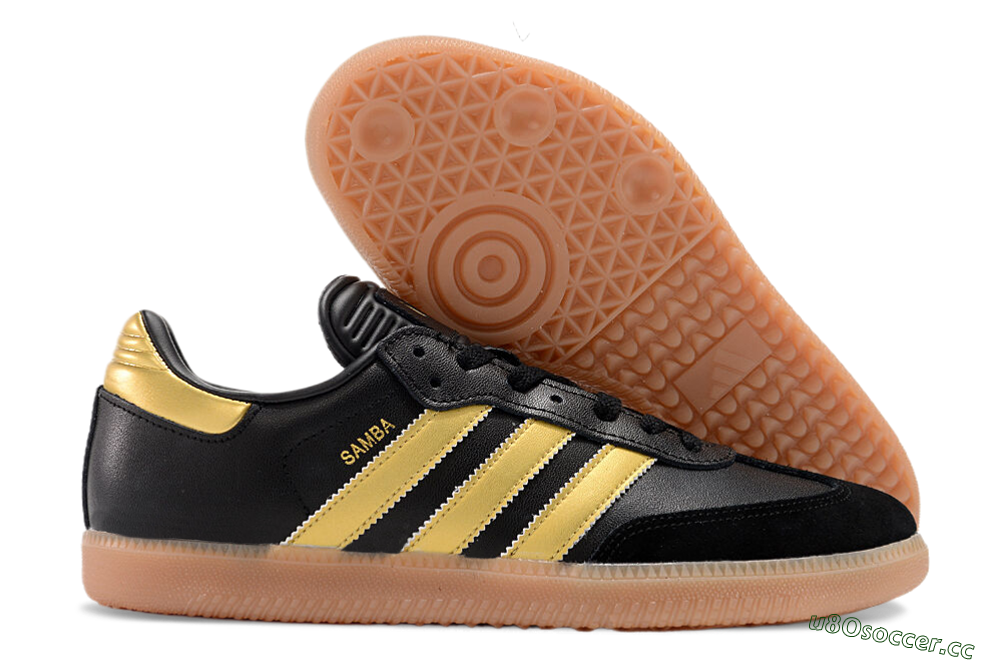 Men's Adidas Samba Messi Indoor IC Indoor & Futsal Low-Tops Football Shoes - Black/Gold/Brown 2