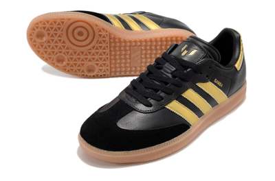 Men's Adidas Samba Messi Indoor IC Indoor & Futsal Low-Tops Football Shoes - Black/Gold/Brown