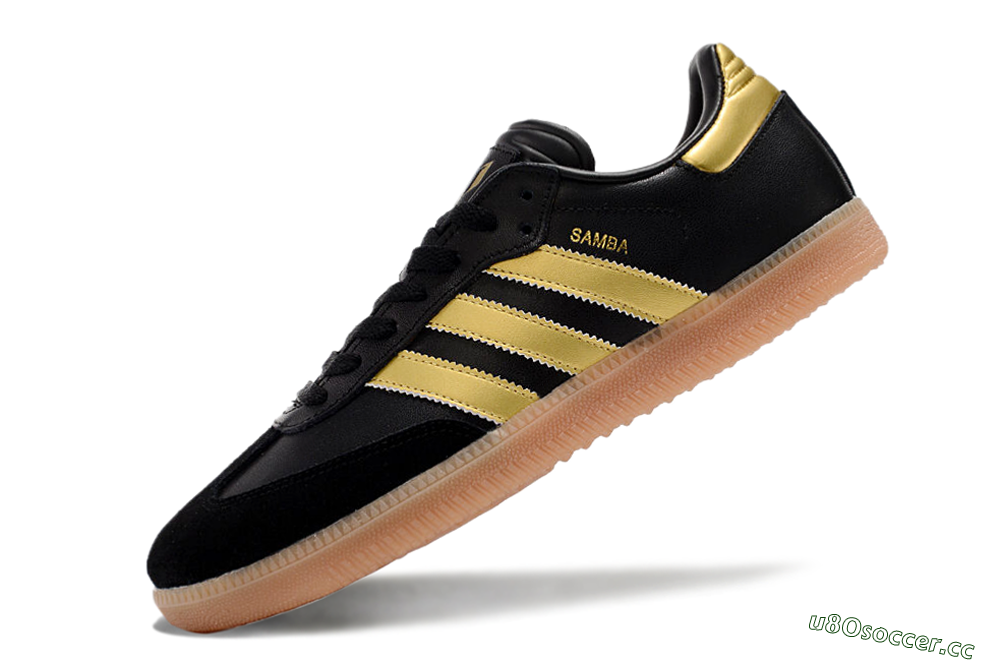 Men's Adidas Samba Messi Indoor IC Indoor & Futsal Low-Tops Football Shoes - Black/Gold/Brown 5