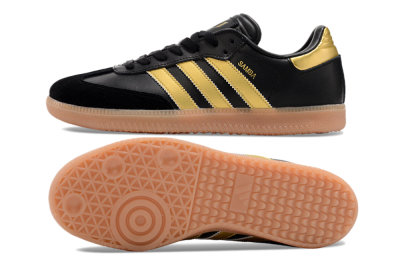 Men's Adidas Samba Messi Indoor IC Indoor & Futsal Low-Tops Football Shoes - Black/Gold/Brown