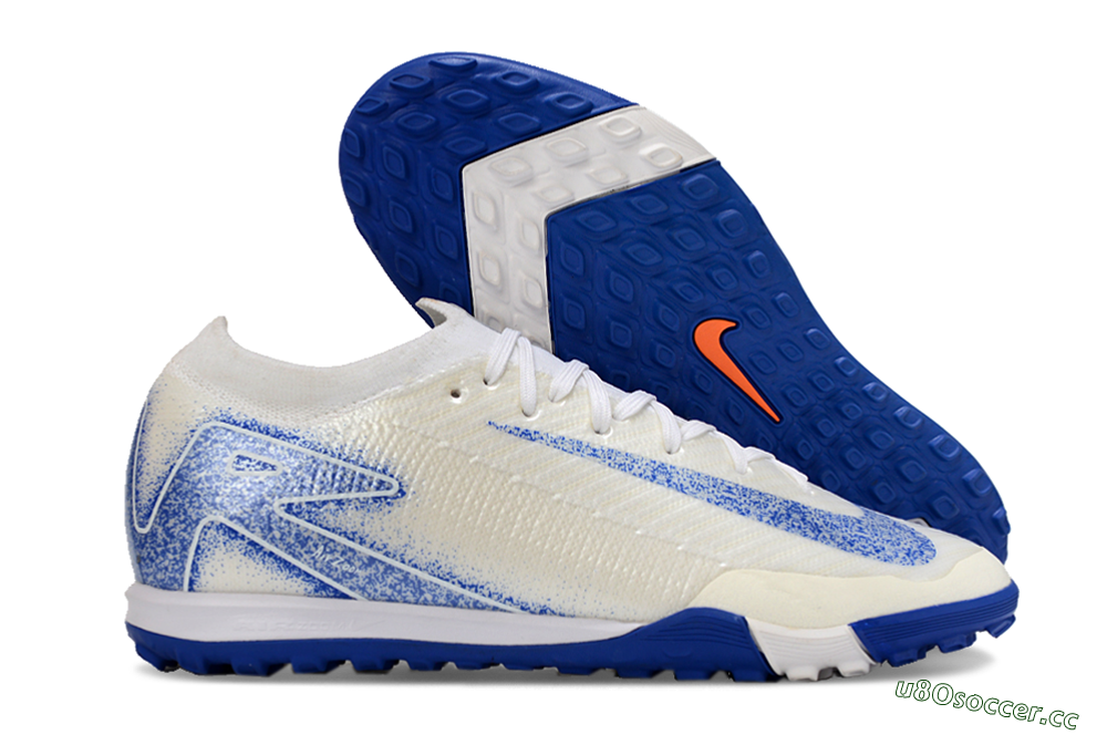 Men's Nike Air Zoom Mercurial Vapor 16 Elit TF Artificial Turf Low-Tops Football Shoes - White/Racer Blue 2