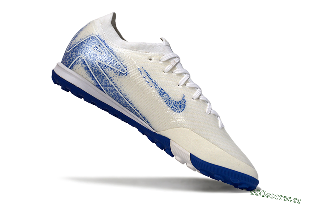 Men's Nike Air Zoom Mercurial Vapor 16 Elit TF Artificial Turf Low-Tops Football Shoes - White/Racer Blue 4