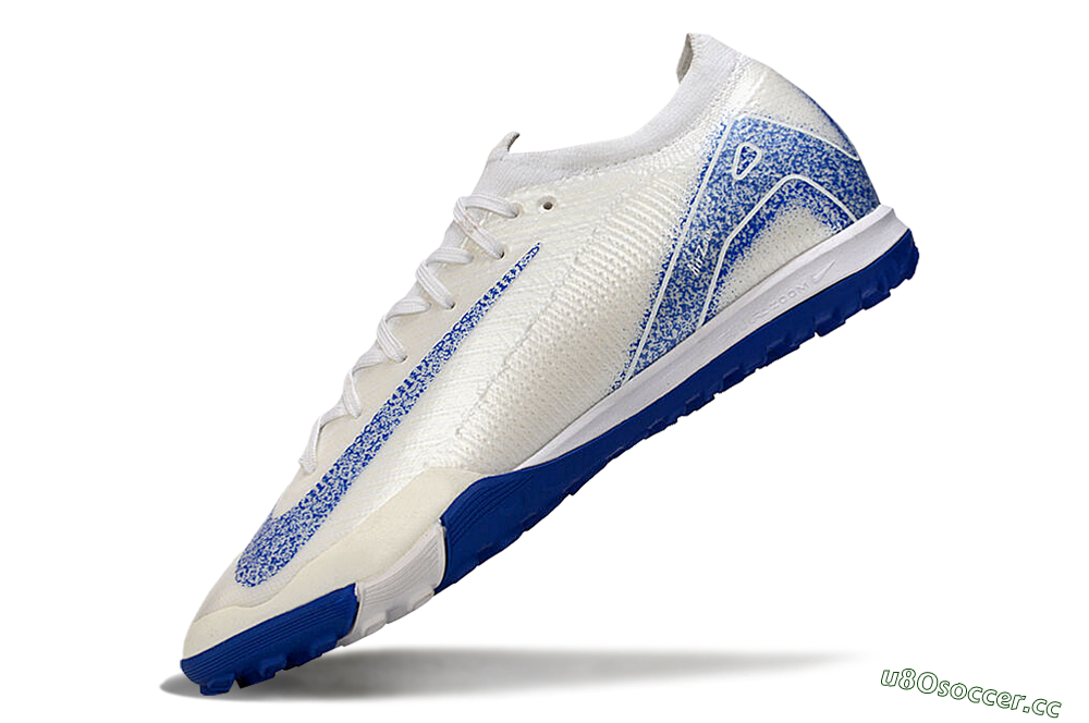 Men's Nike Air Zoom Mercurial Vapor 16 Elit TF Artificial Turf Low-Tops Football Shoes - White/Racer Blue 5