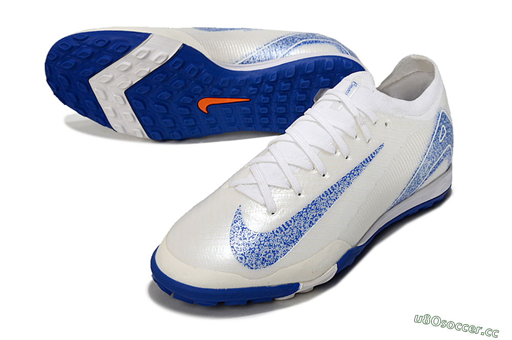 Men's Nike Air Zoom Mercurial Vapor 16 Elit TF Artificial Turf Low-Tops Football Shoes - White/Racer Blue 3