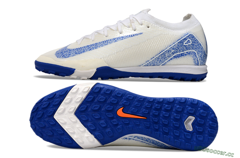 Men's Nike Air Zoom Mercurial Vapor 16 Elit TF Artificial Turf Low-Tops Football Shoes - White/Racer Blue 1