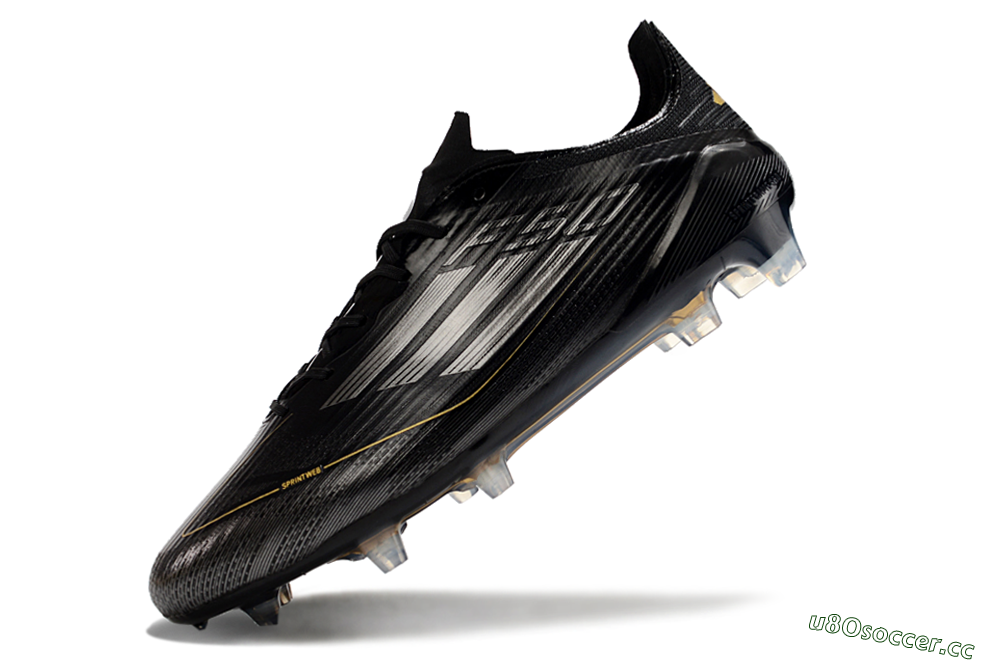 Men's Adidas F50 Elite FG Firm Ground Low-Tops Football Boots - Black/Silver/Gold 5