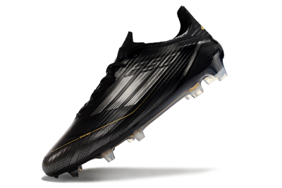 Men's Adidas F50 Elite FG Firm Ground Low-Tops Football Boots - Black/Silver/Gold